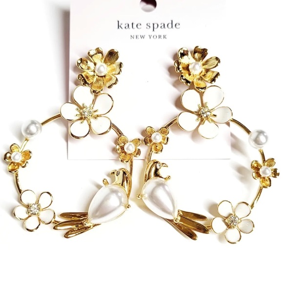 New Kate Spade Spring Scene Flower Hoop Earrings - Picture 10 of 17
